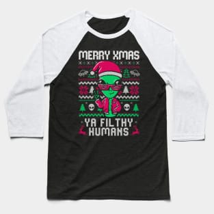 Alien Christmas - Funny Ugly Sweater Xmas Gift Baseball T-Shirt